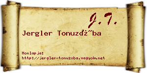 Jergler Tonuzóba névjegykártya